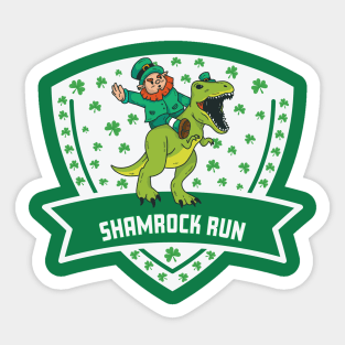 Shamrock Run Leprechaun Dinosaur Funny Sticker